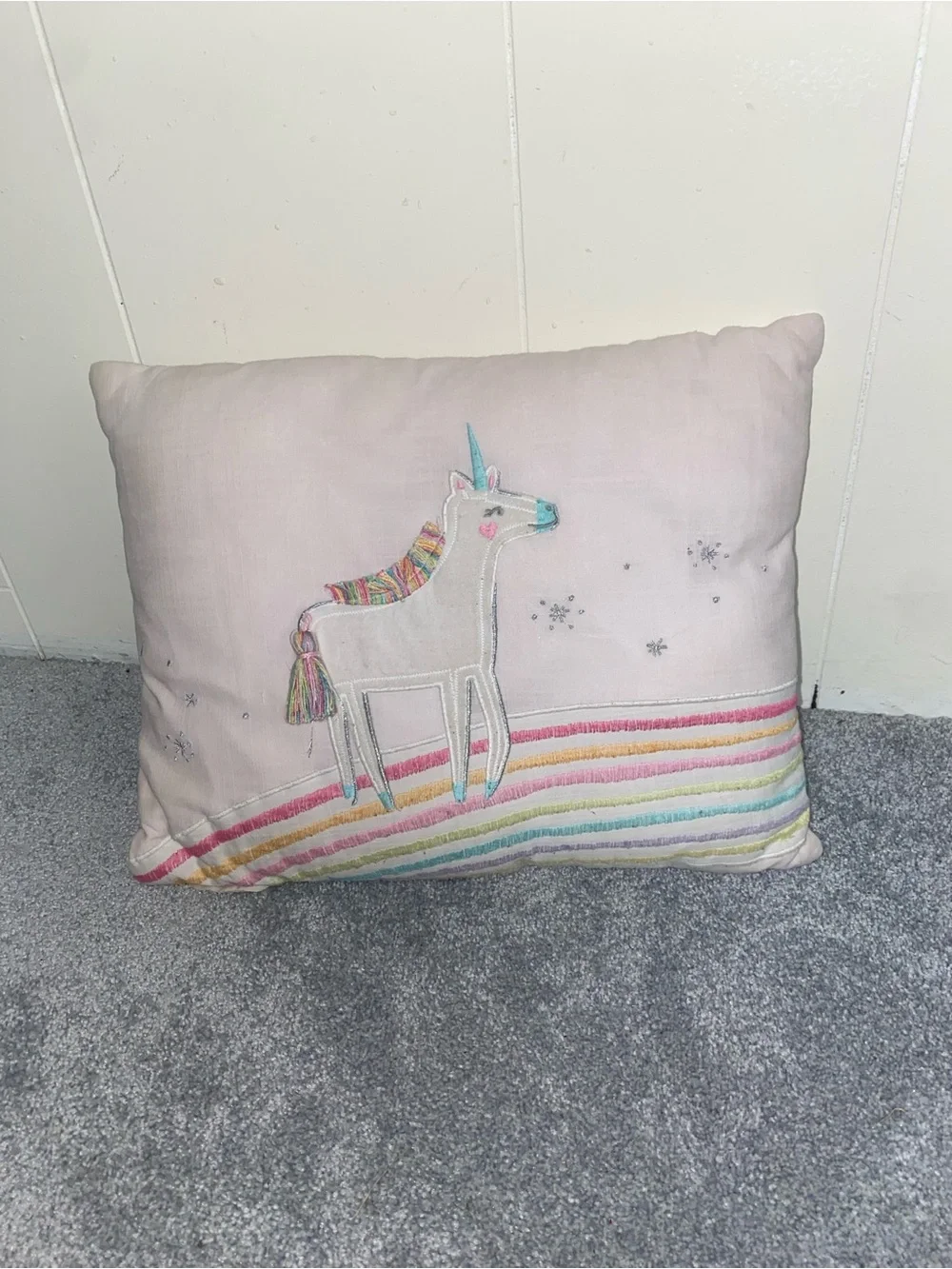 Embroidered Unicorn Decorative Pillow